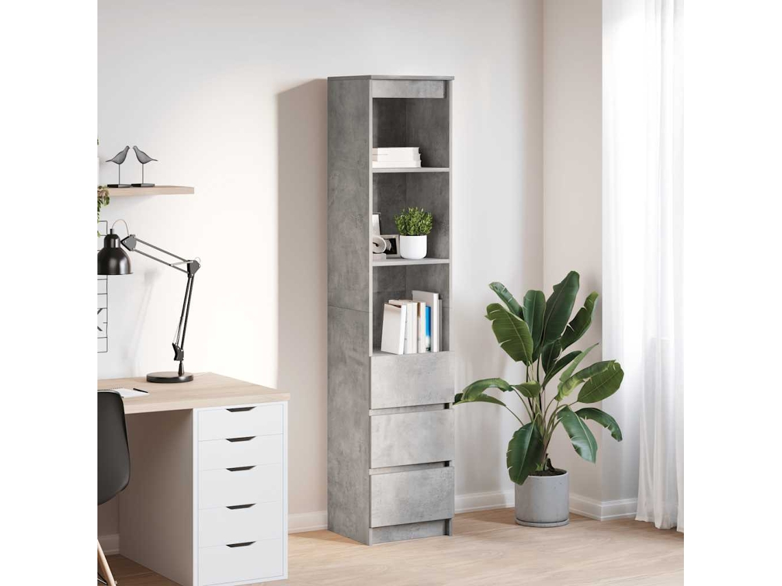 Aparador | Vitrina alta tipo buffet 37,5x35x180 cm Derivados de madera Cemento gris