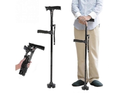 Bastón plegable con luz LED y alarma para personas mayores - Bastón fiable para la tercera edad