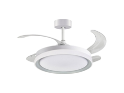 Ventilador de Techo Kigali Blanco/Plata 4 Aspas Retráctiles 72W Led 3000-4000-6000K Alt.35Xd.108/50Cm FERRIMEX