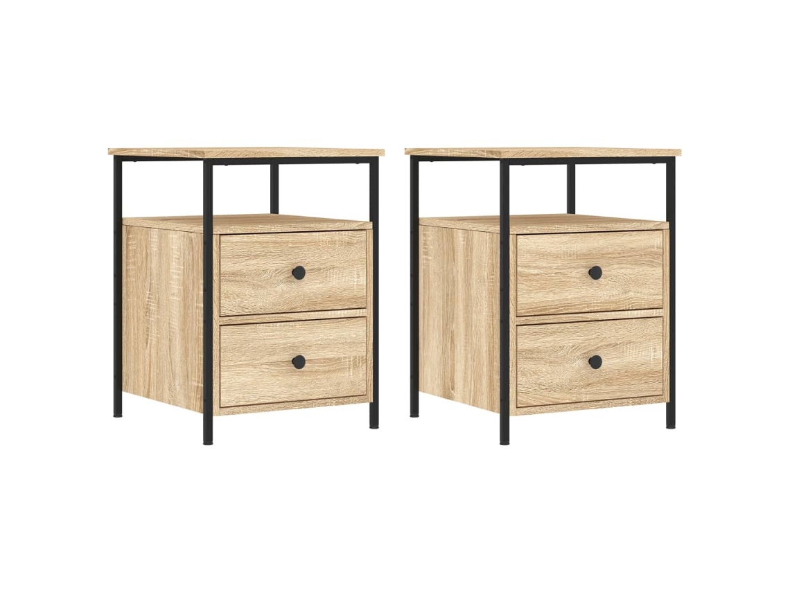Maison Exclusive - Mesitas Noche 2 Uds Madera Ingeniería Roble Sonoma 44x45x60 Cm