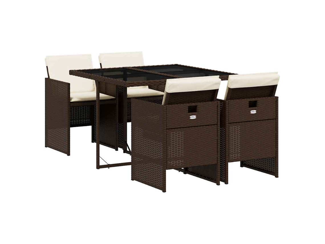Maison Exclusive - Set Comedor De Jardín 5 Piezas Y Cojines Ratán Sintético Marrón