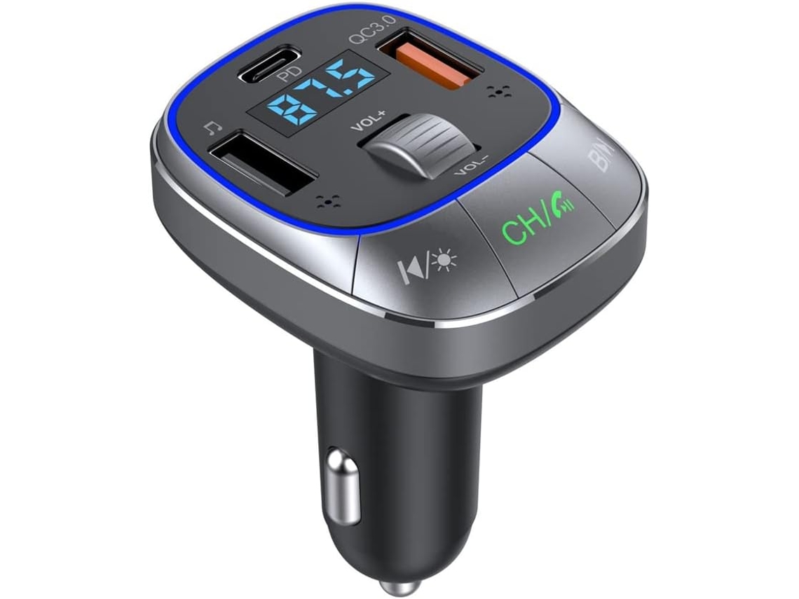 Cargador De Coche Bluetooth 5.0, Transmisor Fm Pd De 30 W, Qc3. Potente Micrófono Manos Libres Dual.