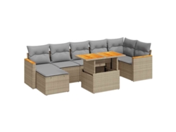 Maison Exclusive - Set Sofás Jardín Y Cojines 8 Pzas Ratán Sintético Acacia Beige