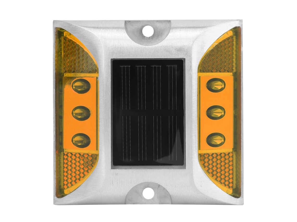 Farolas solares LED impermeables de 2026 pulgadas para alumbrado exterior, calles y entradas, en color amarillo.