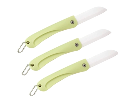 3PCS Cuchillo plegable de cerámica Práctico cuchillo de fruta -verde