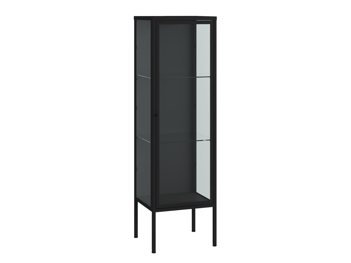 Vitrina Borshavisa, 1 puerta y 3 estantes, acero, 116x34x30 cm, color negro, pt.casa