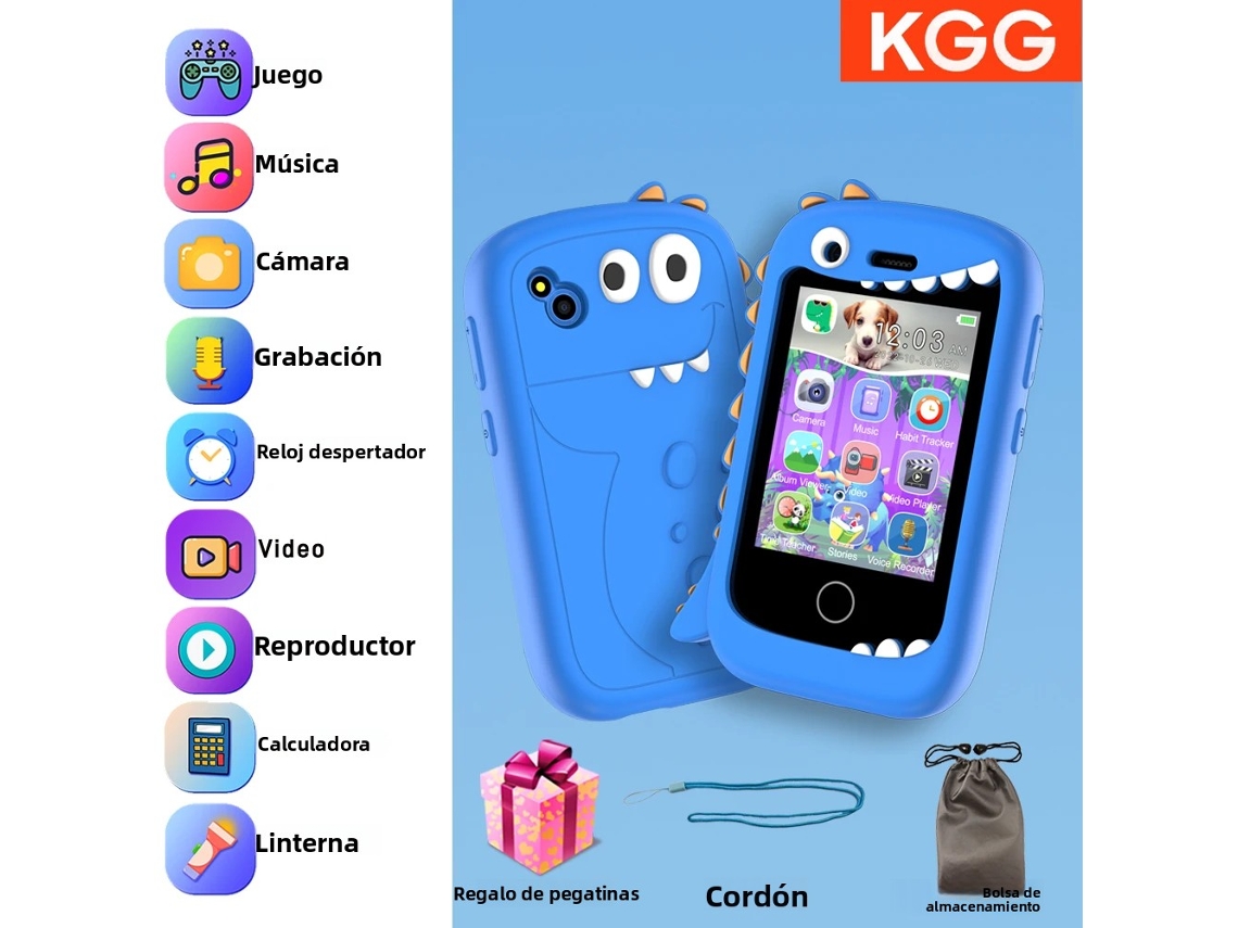Smartphone para niños con cámara táctil y reproductor MP3 Mdug (bolsa azul)