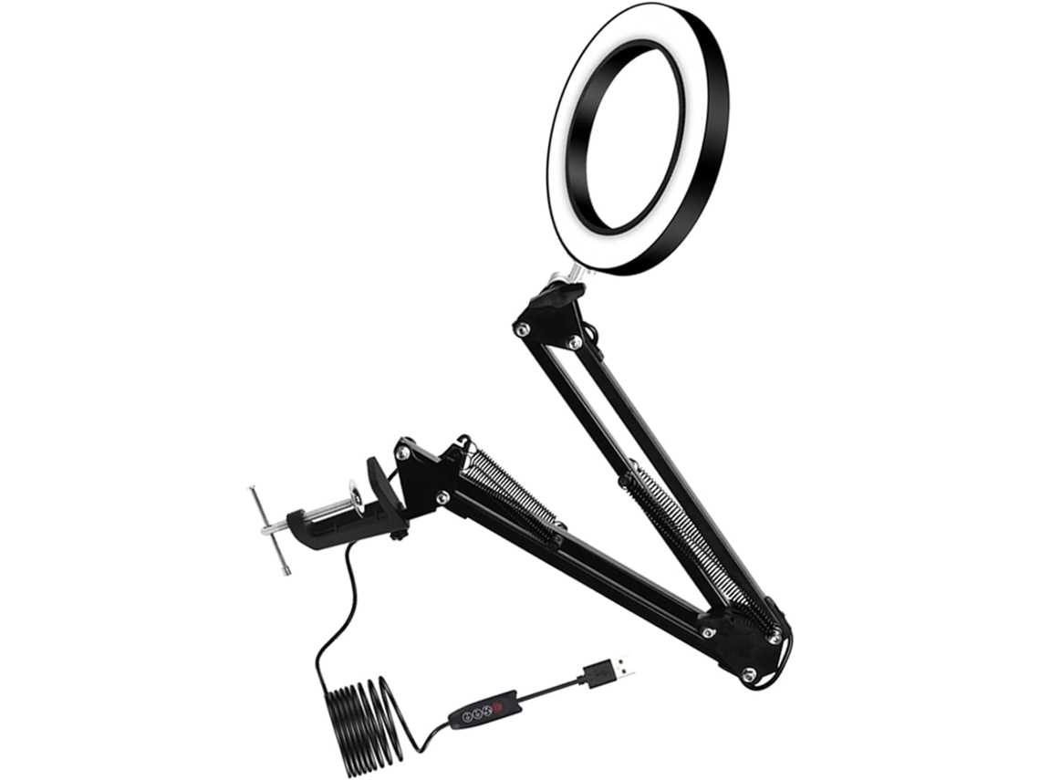 Lámpara De Escritorio Led Retráctil Con Lupa E Iluminación Ajustable Para Soldadura Y Bricolaje.