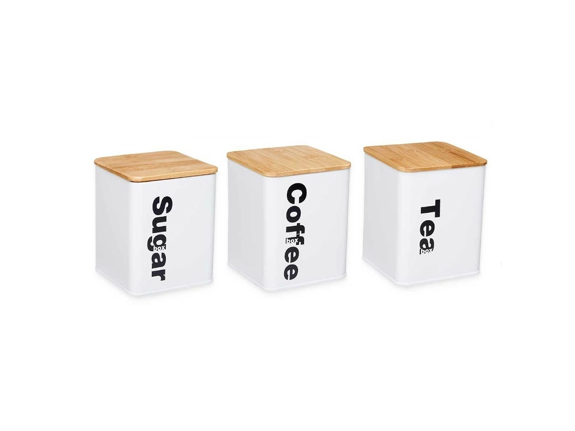 Set de Botes 3 Piezas Blanco Natural Metal Bambú 1,5 ml