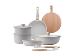 Batería De Cocina,ø18ø20ø26 Cm, De Aluminio Fundido Click&cook  San Ignacio (10 Piezas) Con Tabla De Corte