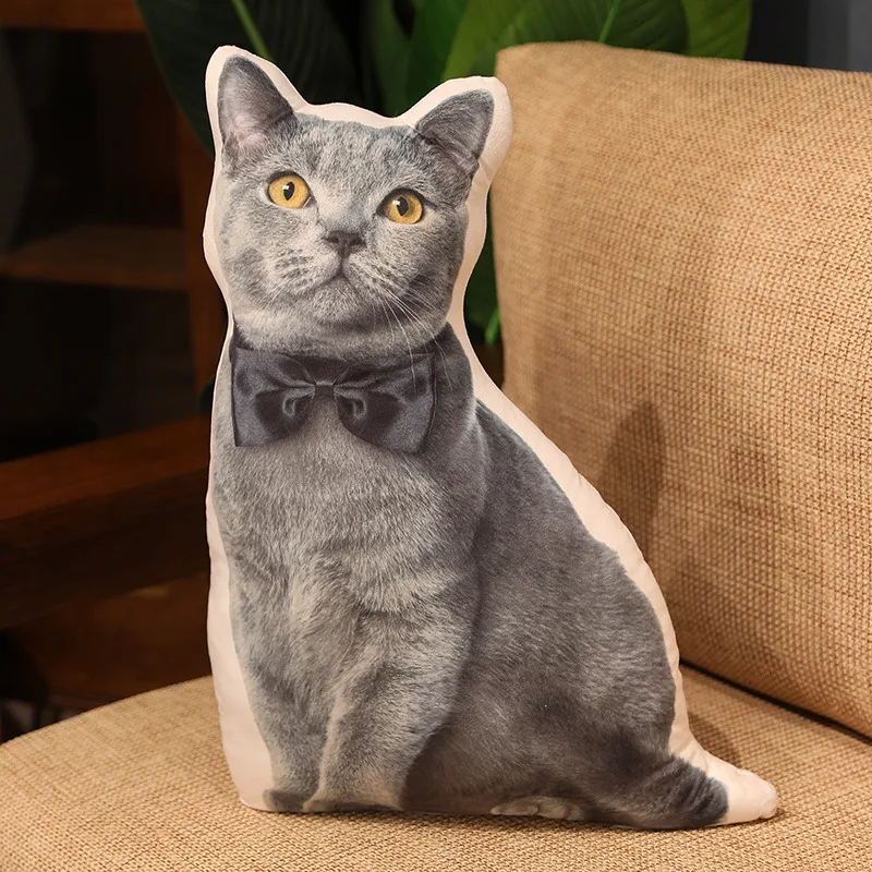 (gato Azul 50 Cm) Almohada Para Adultos, Cojín, Cojín De Asiento, Cojín De Respaldo, Imitación De Gato Y Perro