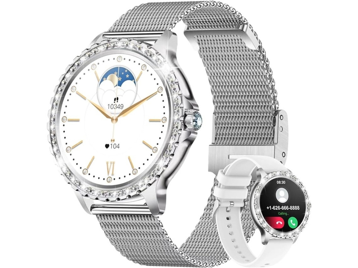 Reloj inteligente para mujer con Bluetooth, llamadas, monitor de actividad física de 1,32 pulgadas con presión arterial, oxígeno en sangre y frecuencia cardíaca. Bestvite