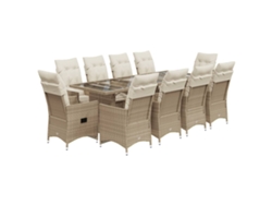 Maison Exclusive - Set De Mesa Y Sillas De Jardín 11 Pzas Y Cojines Ratán Pe Beige