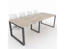 Mesa de Reuniones, hogar y Oficinas. Estructura metálica Cerrada color Grafito, Tablero melamina color Haya. (240x100). Fabricado en España. OFICIT