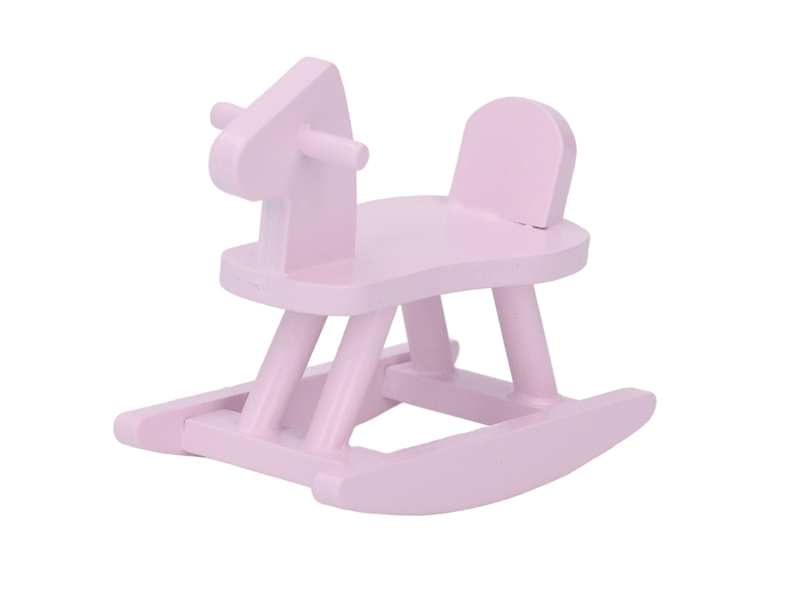 Caballito Balancín De Madera En Miniatura, Escala 1:12, Para Casa De Muñecas - Rosa