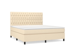 Maison Exclusive - Cama Box Spring Con Colchón Tela Color Crema 180x200 Cm