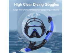 Máscara De Mergulho Snorkel Panorâmica Vidro Temperado Silicone Macio Tubo Respiratório Seco Ajustável Adulto