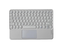 Teclado inalámbrico Bluetooth Yuysan de 10 pulgadas con teclas redondas y panel táctil, color blanco