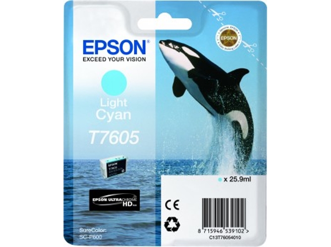 Cartucho de tinta original EPSON, T7605, Orca 25,9 ml , Cian claro, C13T76054010