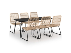 Maison Exclusive - Juego De Comedor Para Jardín 7 Piezas Ratán Sintético Y Vidrio