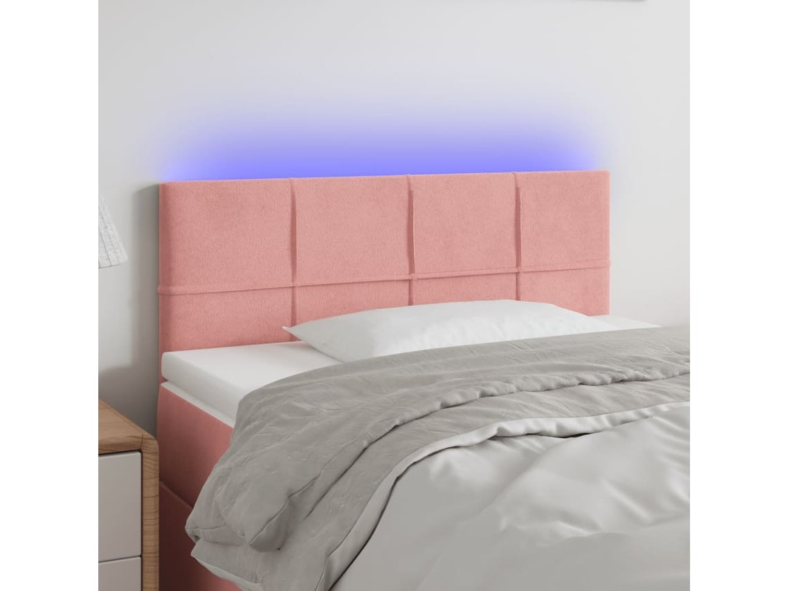 Cabecero Con Led De Terciopelo Rosa 100x5x78/88 Cm