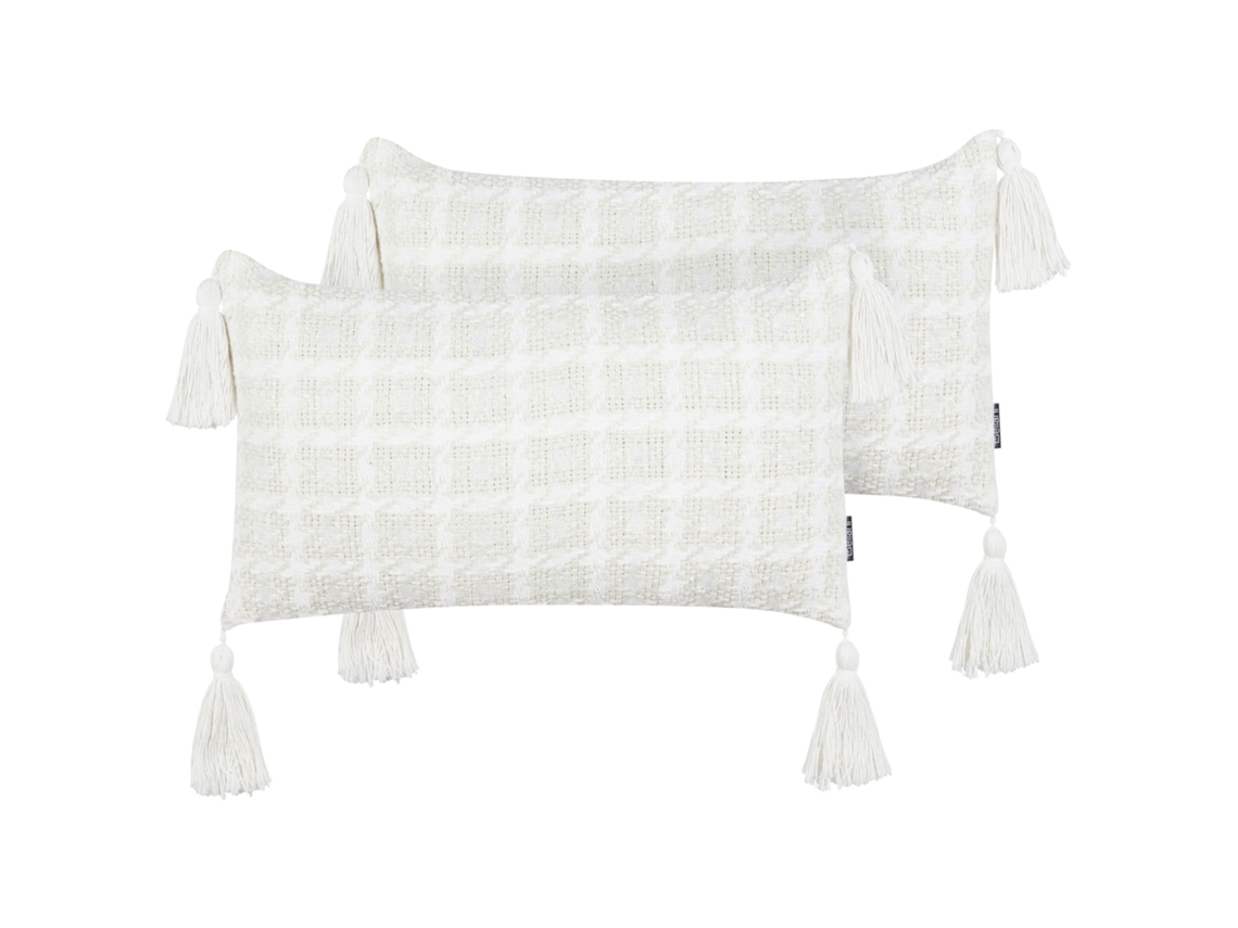 Juego de cojines decorativos BELIANI Douris de Poliéster Beige 30x60x12