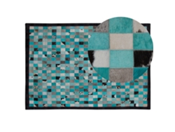 Alfombra de pelo corto BELIANI Nikfer de Piel Azul 140x200