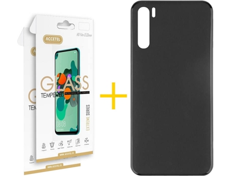 Kit Funda + 2 Protectores de Pantalla Oppo A91 ACCETEL Liso (Negro)