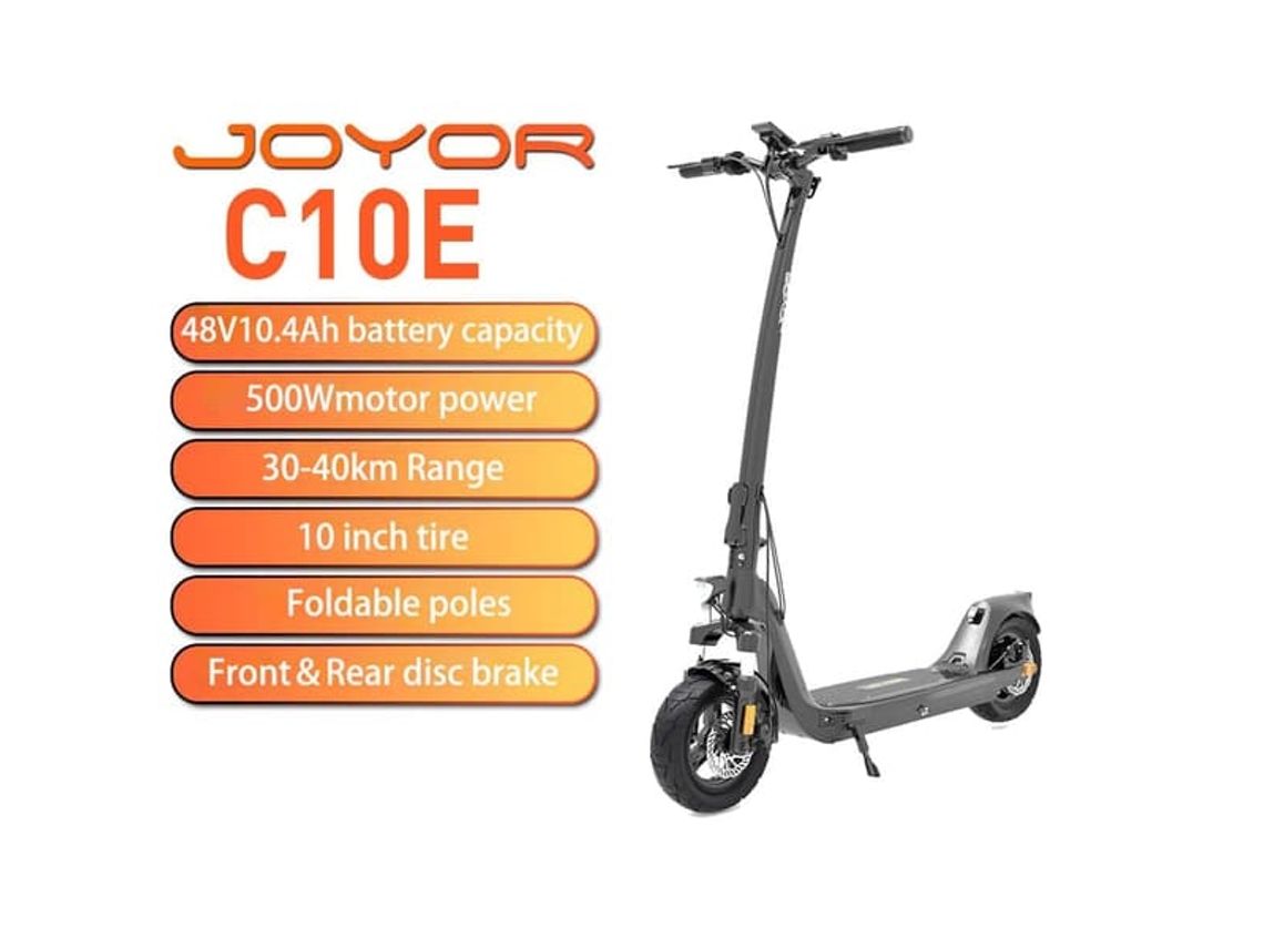 Patinete Eléctrico Joyor C10e - Batería De 48 V Y 10,4 Ah, Autonomía De 40 Km, Peso Ligero De 19,5 Kg, Motor De 500 W, Patinete Eléctrico Plegable Par