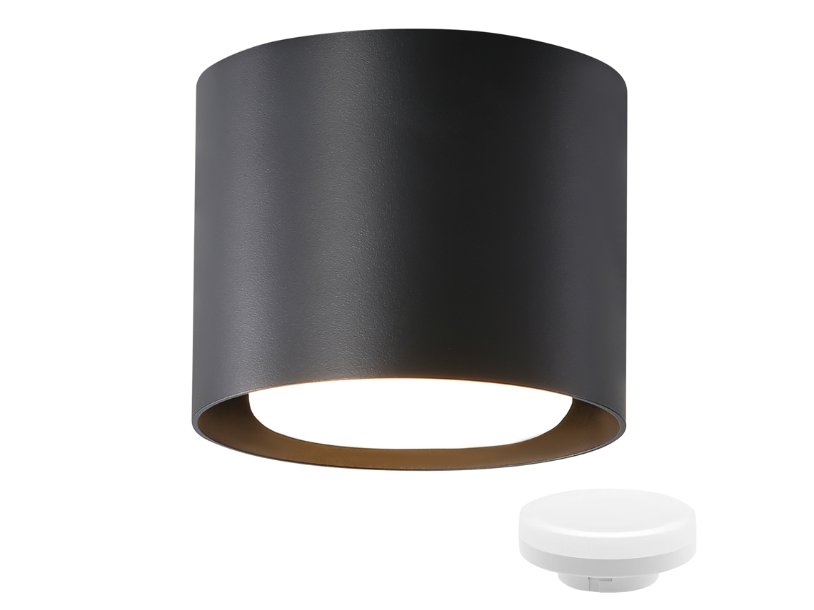 Foco LED negro redondo con relieve para techo, aluminio, 230 V, bombilla GX53 de 5 W y 3000 K, para dormitorio y pasillo. Nettlife