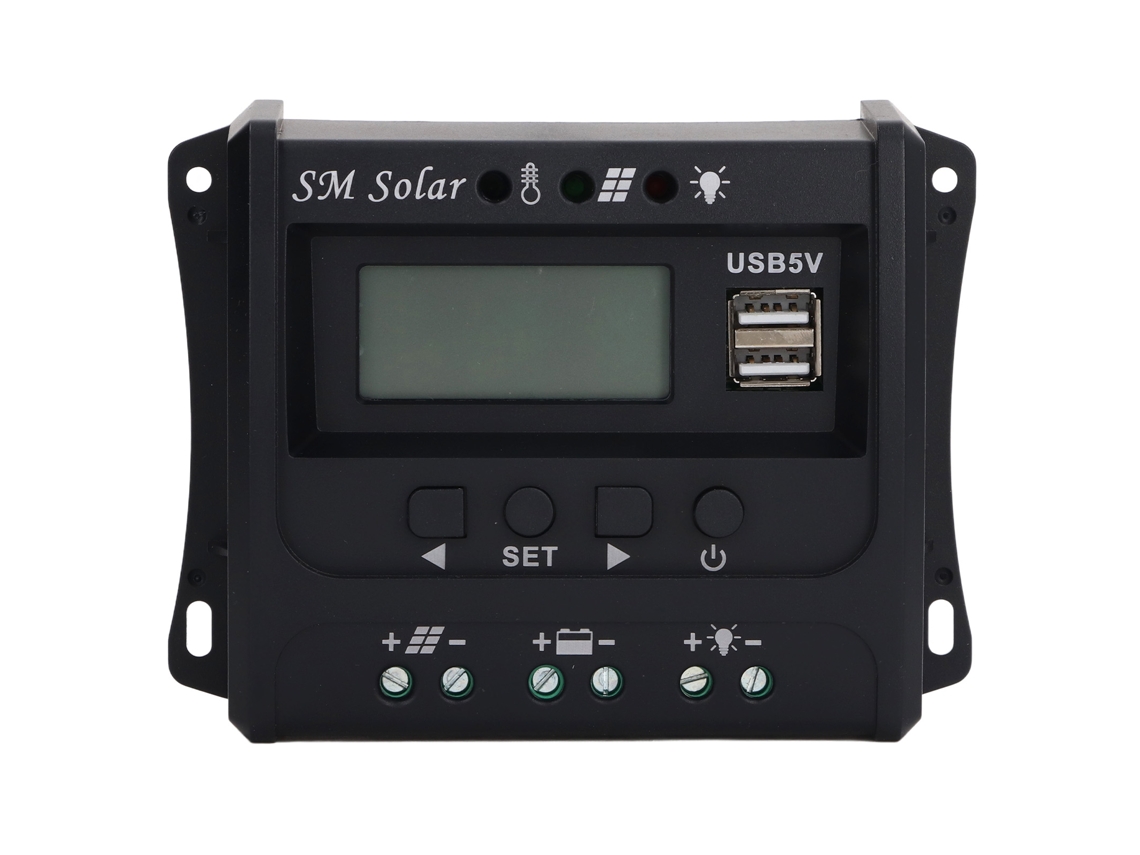 Controlador De Carga Solar Pwm Inteligente De 3 Etapas 12v/24v 10a Con Placa De Aluminio Abs Sec10