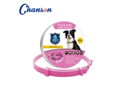 Collar antipulgas y garrapatas, protección total durante 8 meses, ajustable, para perros y gatos, 62 cm, DAWNPAVILL (perro rosa).