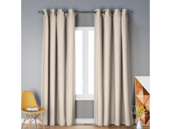 2 Cortinas Opacas Con Aislamiento Térmico, Tela Opaca Con Ojales Para Dormitorio, Beige