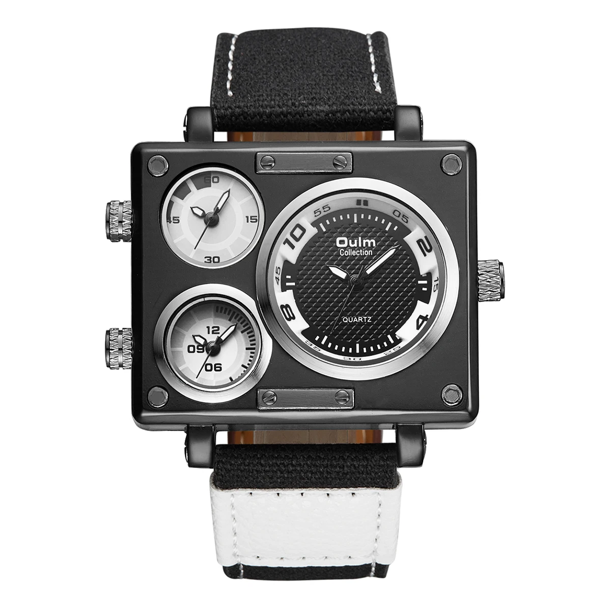 Reloj De Cuarzo De Lujo Para Hombre (negro), Reloj Deportivo Cuadrado Con Múltiples Zonas Horarias.