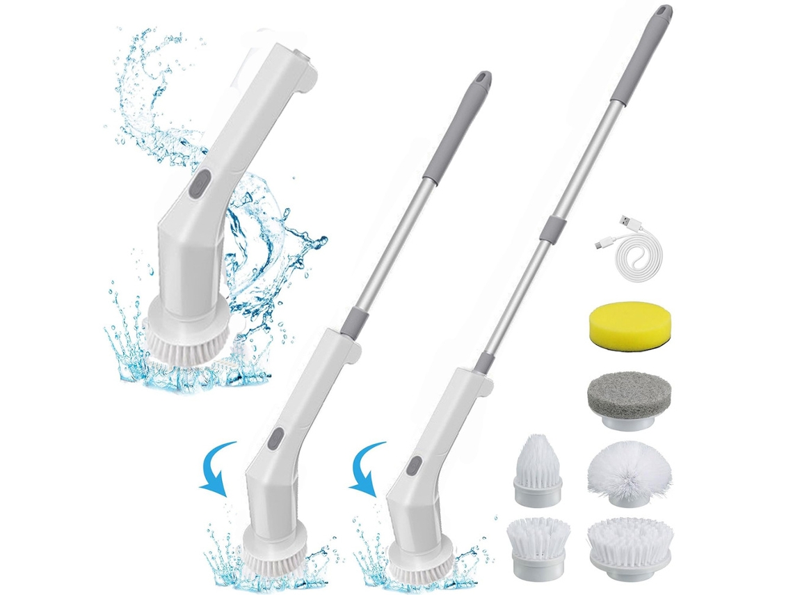 Cepillo De Limpieza Eléctrico Giratorio Inalámbrico, 6 Cabezales Intercambiables, Mango Extensible Ajustable Czhhmart