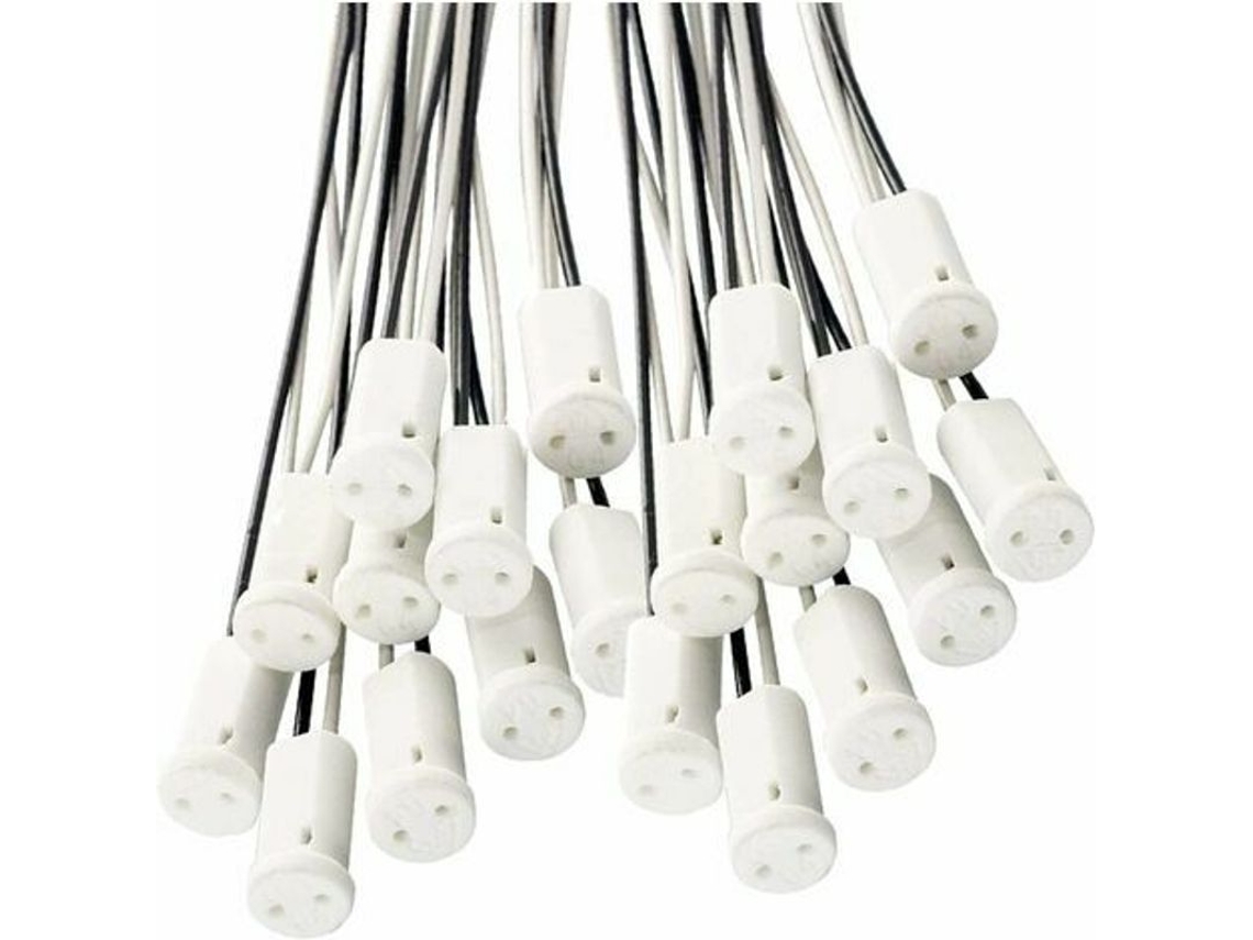 Kit De 25 Portalámparas G4 Con Base De Cerámica Y Cable De 10 Cm Para Bombillas Halógenas Y Led.