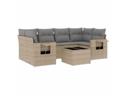 Maison Exclusive - Set Sofás De Jardín 7 Piezas Y Cojines Ratán Sintético Beige
