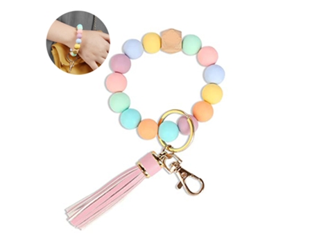 Pulsera De Silicona Con Llavero, Borla De Muñequera Con Cuentas Para Llavero De Coche Para Mujeres Y Niñas, Estilo 2 ZMDECQNA