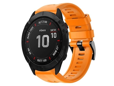 Correa para Garmin Fenix 6x Zafiro Hebilla de metal Correa de reloj de silicona de color sólido Naranja VENISYMLIS