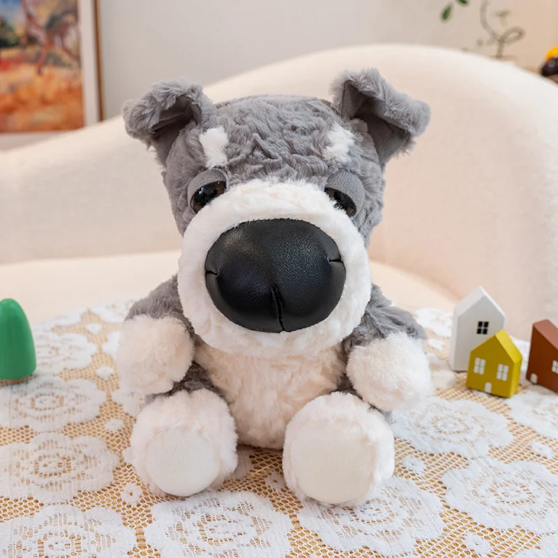 (schnauzer 15cm) Peluche De Perro De Dibujos Animados Con Nariz Grande, Regalo De Cumpleaños