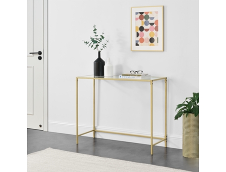 Mesa de Centro [EN.CASA] Alajärvi (Dorado - Vidrio, Acero Con Recubrimiento De Polvo - 100 x 35 x 80 cm)