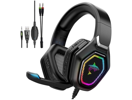 Auriculares Gaming ENKES Juegos con controlador en línea de controlador de 50 mm y micrófono HD para Ps4 / Ps5 / Xbox One / PC / Laptop Black