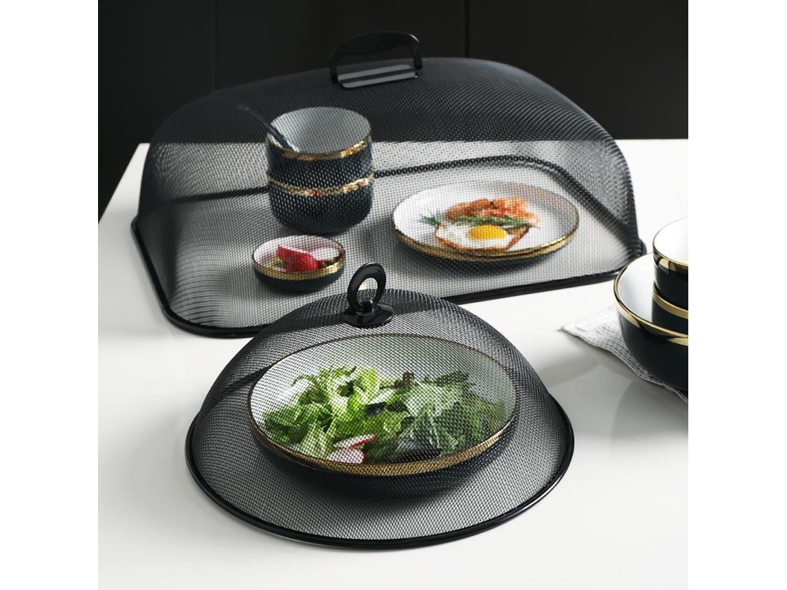 Tapa Para Comida De Hierro Con Malla Densa Y Mango Giratorio 180°, Grande Rectangular Negro Para Cocina