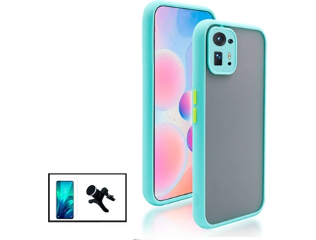 Kit Funda Anti-Choque Cámara Protection, Protector 5D Full Cover y Soporte Magnético Reforzado de Coche Xiaomi Mix 4 PHONECARE Azul Claro