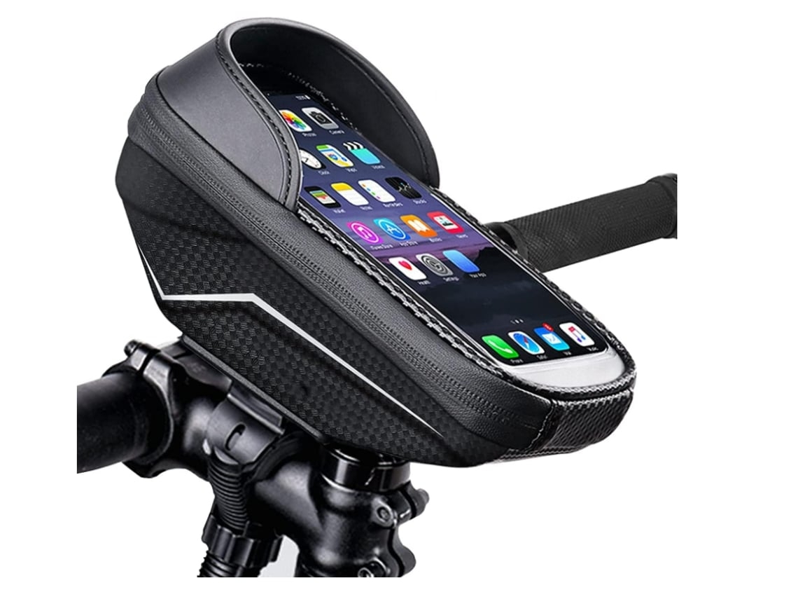 Bolsa de transporte para bicicleta, impermeable, compatible con smartphones de menos de 6,8 pulgadas, color negro USHION