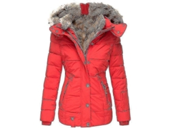 Chaqueta De Invierno Informal De Manga Larga Para Mujer Con Cierre De Cremallera.