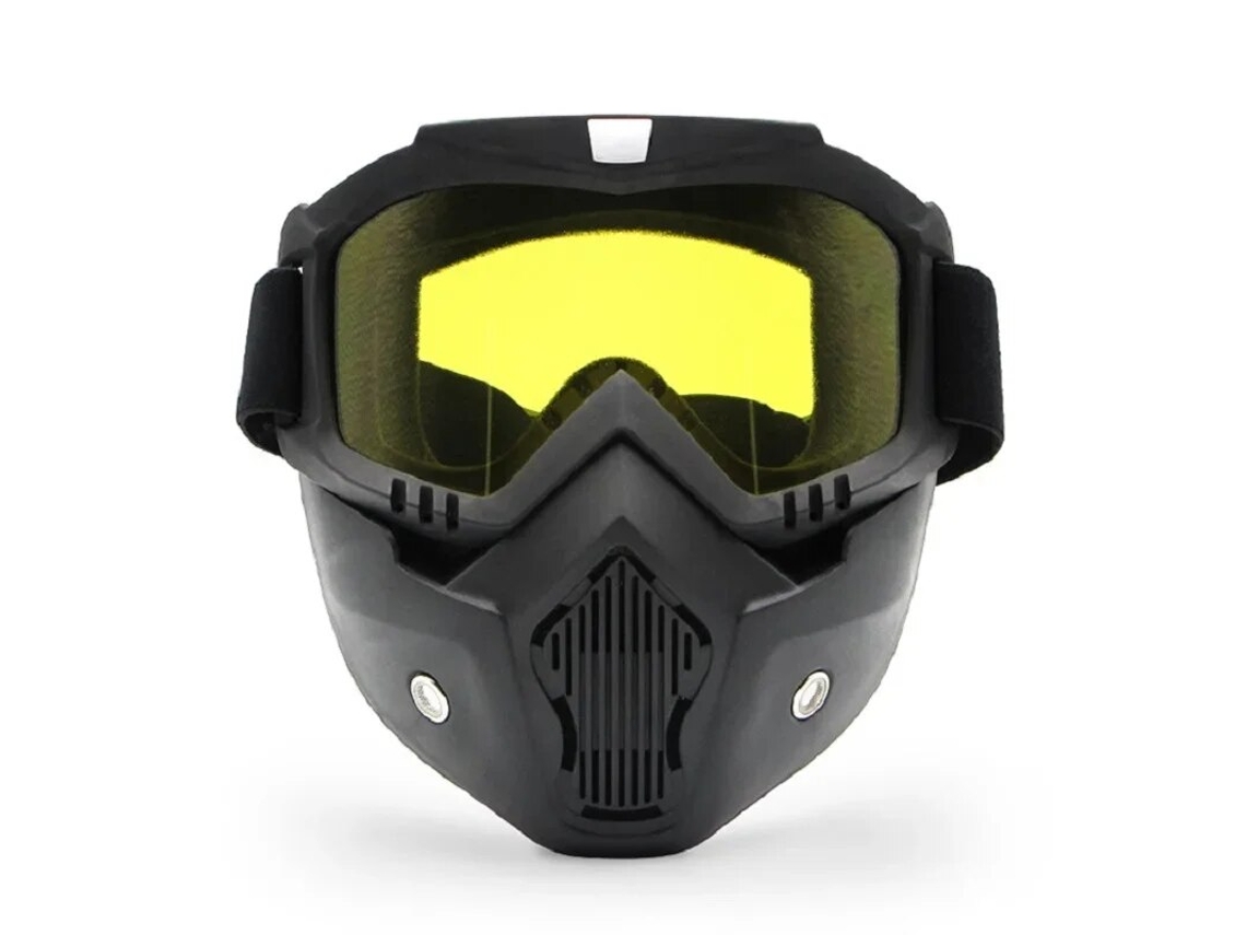 Gafas de ciclismo (amarillas), con protección UV, resistentes al viento y montura de TPU negra.