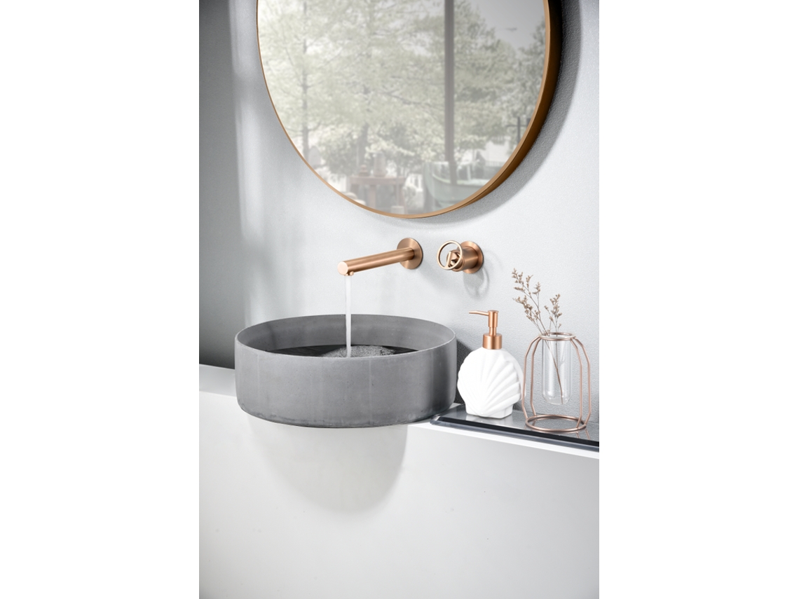 Griferia Mice empotrada monomando de lavabo de laton Oro Rosa Cepillado MICE COLLECTION