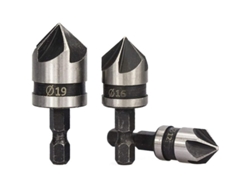 Juego De Brocas De Chaflán De 5 Hojas Y 82 Grados De 1/4 De Pulgada (3 Piezas) De Acero Al Carbono De 12 Mm, 16 Mm Y 19 Mm.