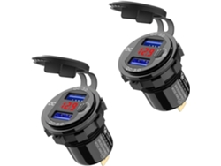 Paquete De 2 Cargadores Rápidos Para Coche Usb 3.0 Duales De 12 V - Enchufe Con Botón Interruptor Y